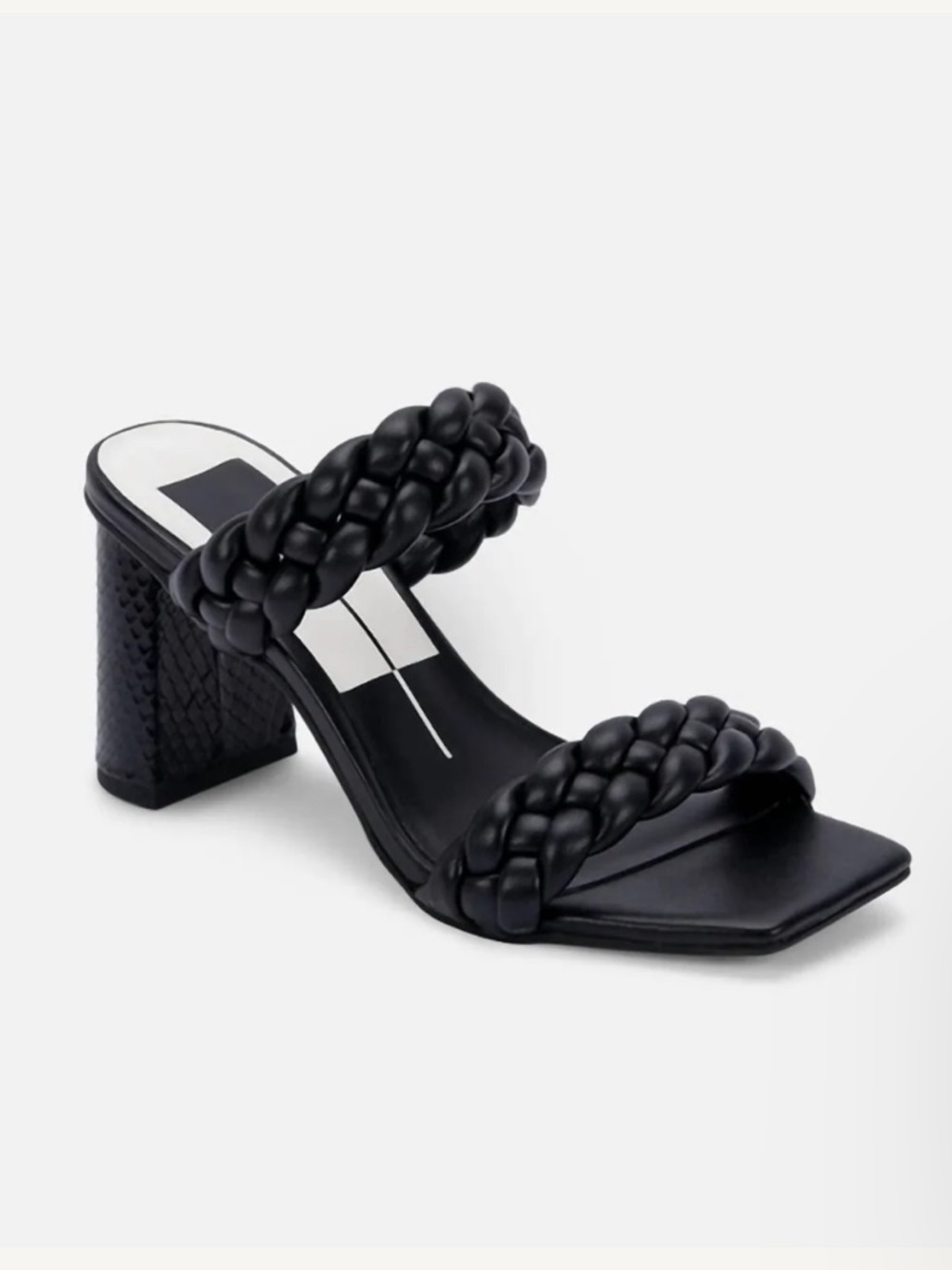 Dolce Vita Pailey Stella Black Braided Double-Strap Block Heel Sz 7.5